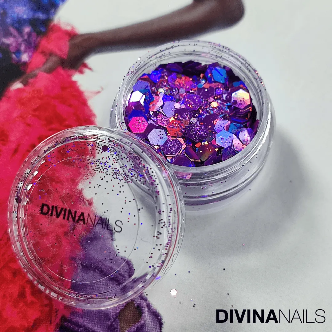 Diva Nails Holo Flakes Iris polvere glitter 2g viola