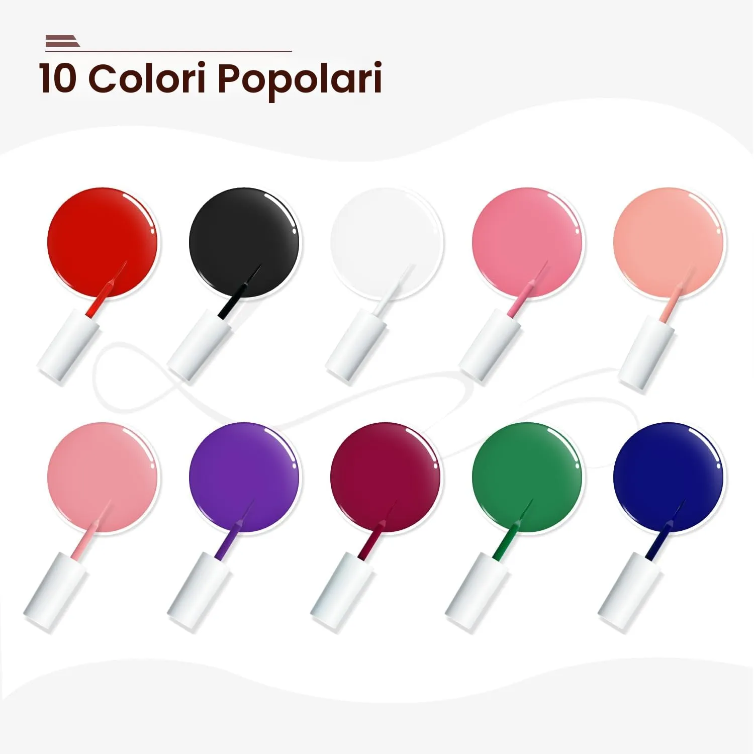 Jodsone Nail Art Gel Liner 3D multicolore 10 pezzi effetto