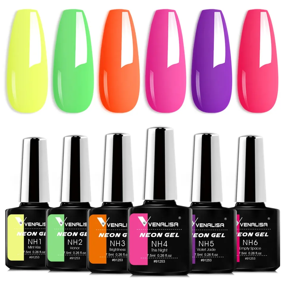 Venalisa Neon set smalti gel 6 colori 7,5ml fluo