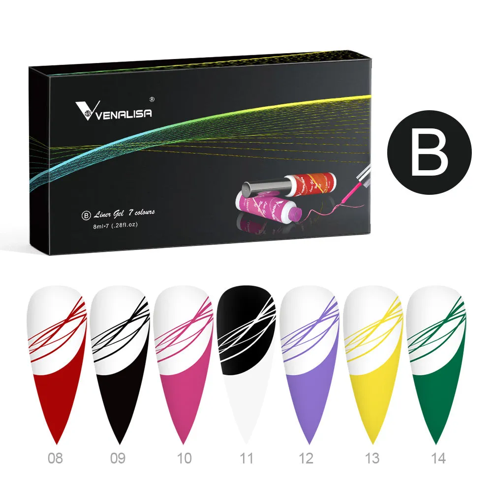 Venalisa Liner Gel Kit B gel nail art 7 colori con pennellino