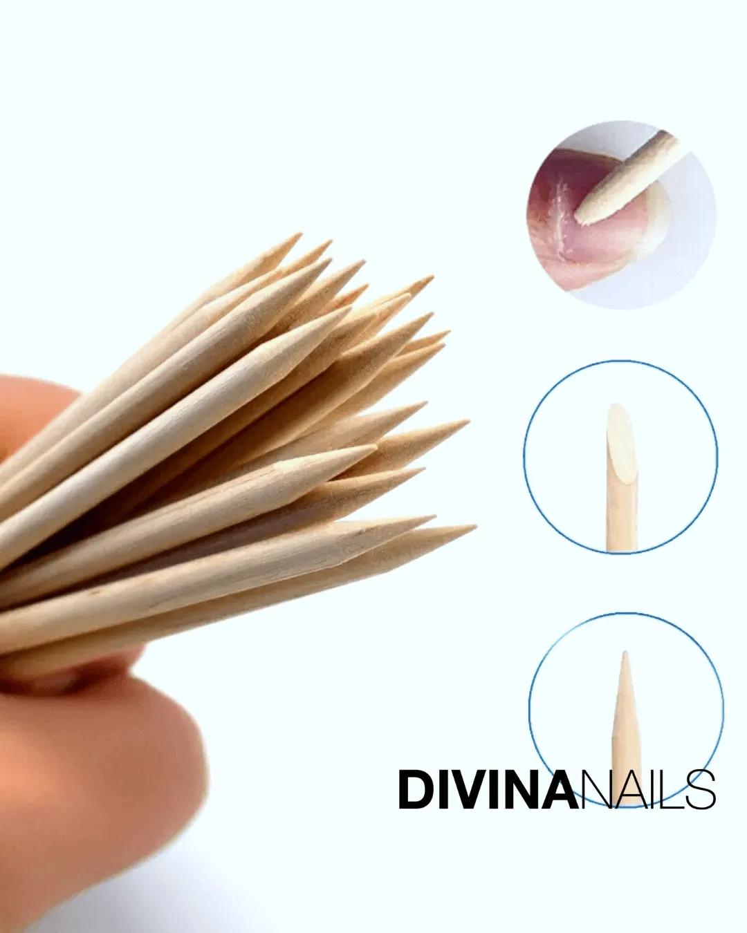 Diva Nails bastoncini arancio spingi cuticole 100 pz legno