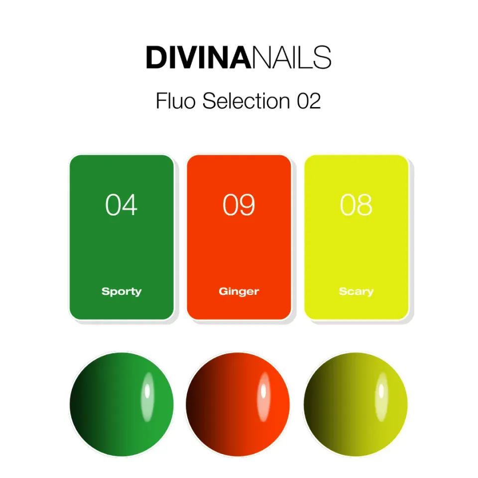 Diva Nails Fluo Selection 02 box 3 semipermanenti 8ml fluo