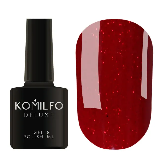 Komilfo Dusk D305 smalto semipermanente rosso con paillettes 8 ml