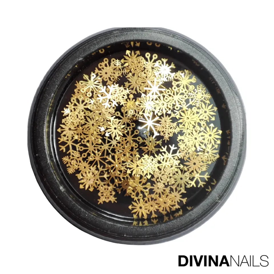 Diva Nails Snow Flakes Gold fiocchi neve unghie oro