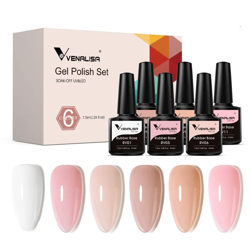 Venalisa Rubber Base Smalto Gel 6x7,5ml Nude Rosa Rinforzante