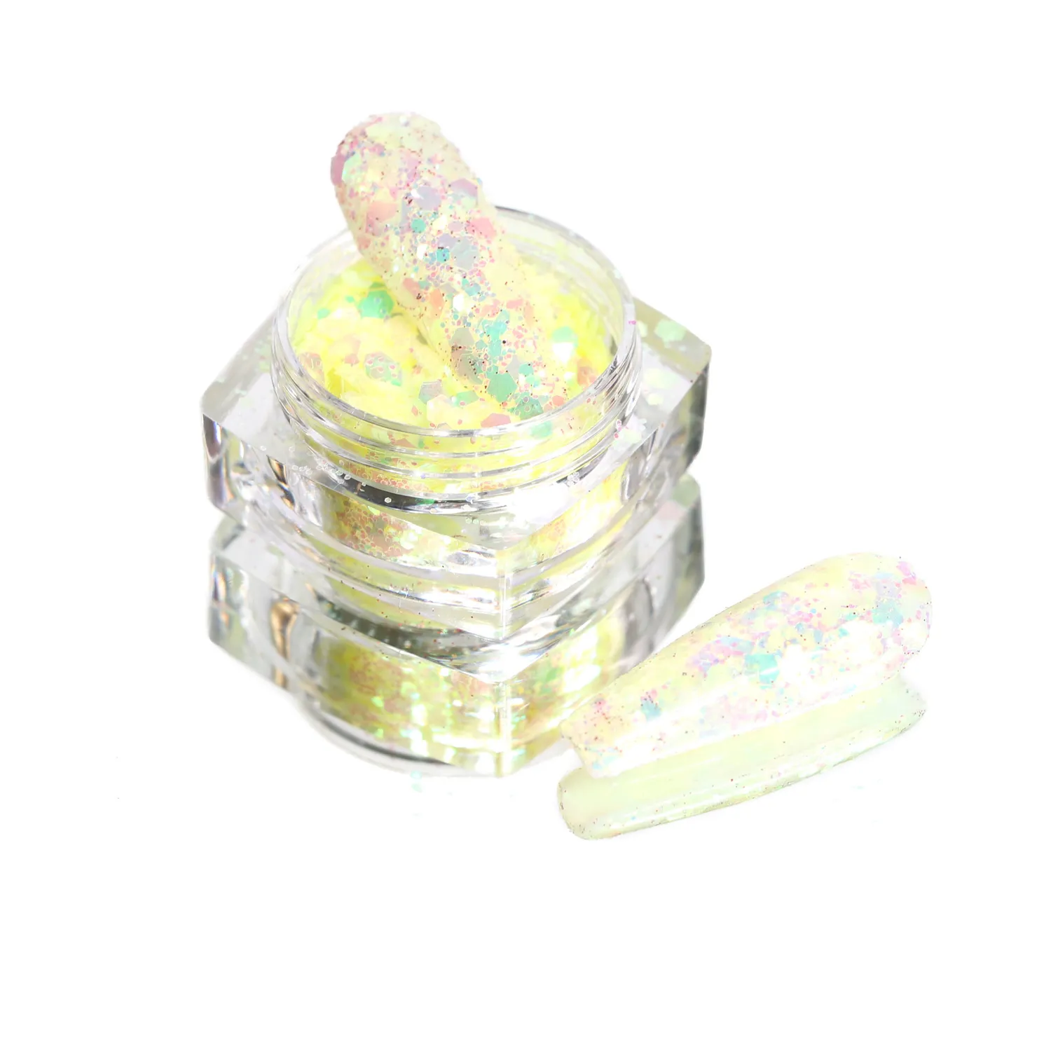 Komilfo MIX-005 glitter unghie 2,5 g giallo verde fotocromatico