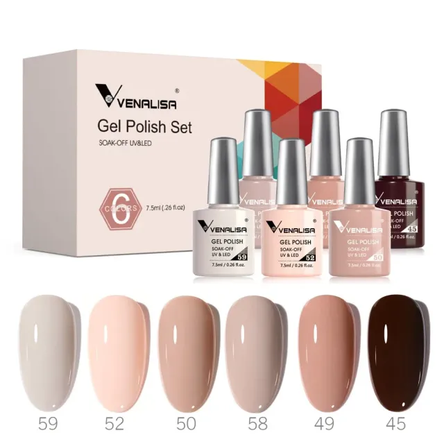 Venalisa Nude Brown set smalti semipermanenti 6x7,5 ml nude