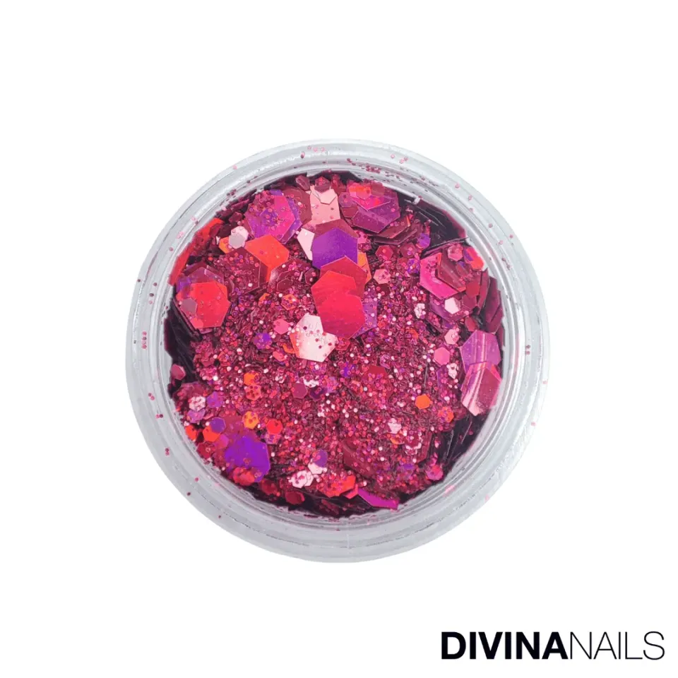 Diva Nails Holo Flakes Passion glitter unghie 2g rosso