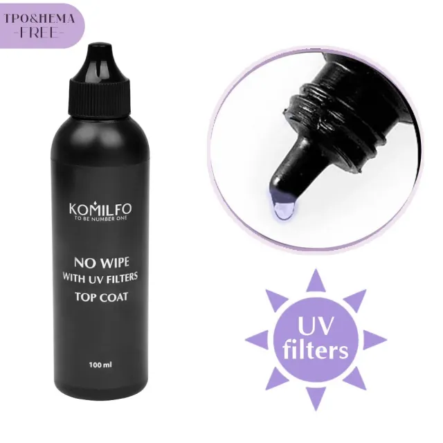 Komilfo No Wipe Top coat con filtri UV HEMA/TPO free 100 ml