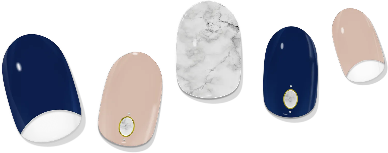 Lauren B Reverse French Navy Nude Gel Nail Wrap 18 sticker