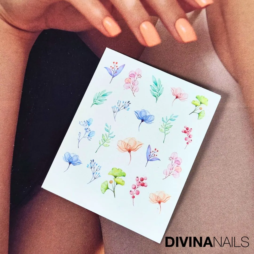 Diva Nails Water Decal Flower Spring 01 Stickers Unghie