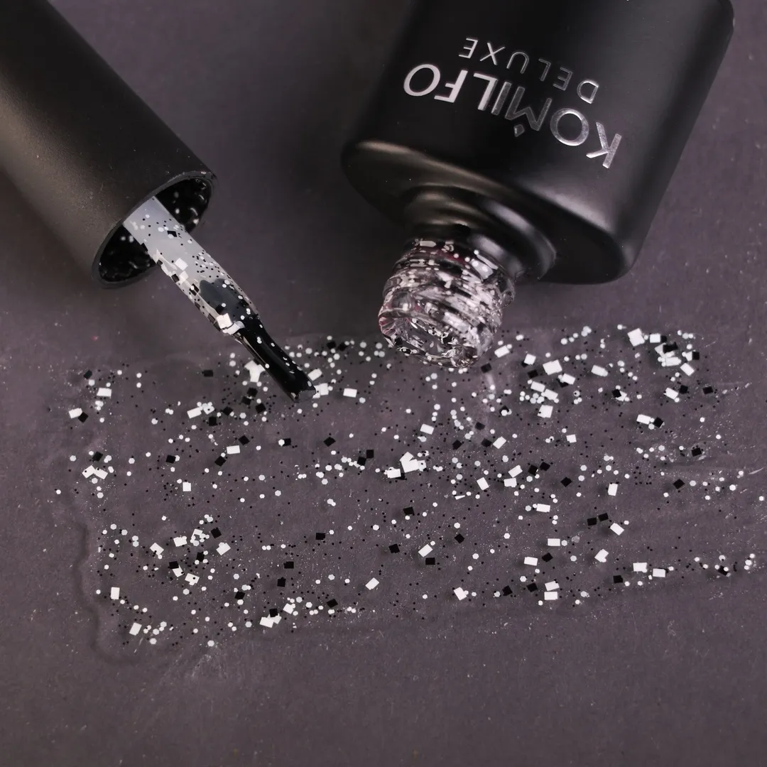 Komilfo No Wipe Top Stone top unghie nero bianco 8 ml