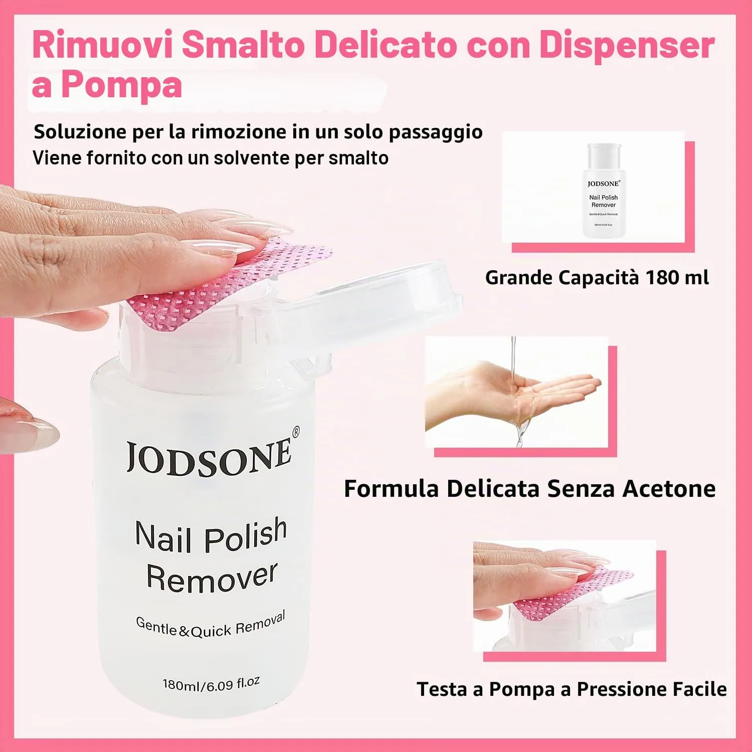Jodsone solvente unghie senza acetone 180 ml kit rimozione
