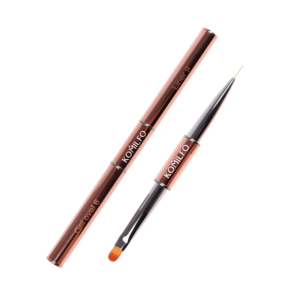 Komilfo Rose Gold Double Gel pennello unghie ovale 6 + liner 9