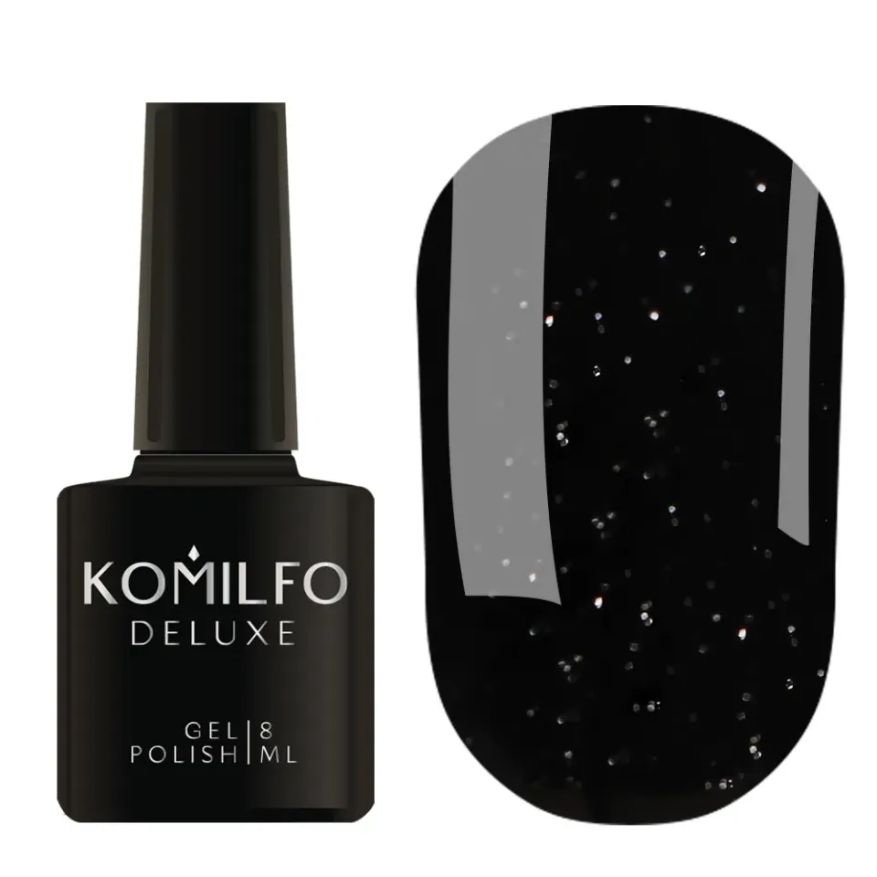 Komilfo Black Silver smalto semipermanente 8ml nero glitter