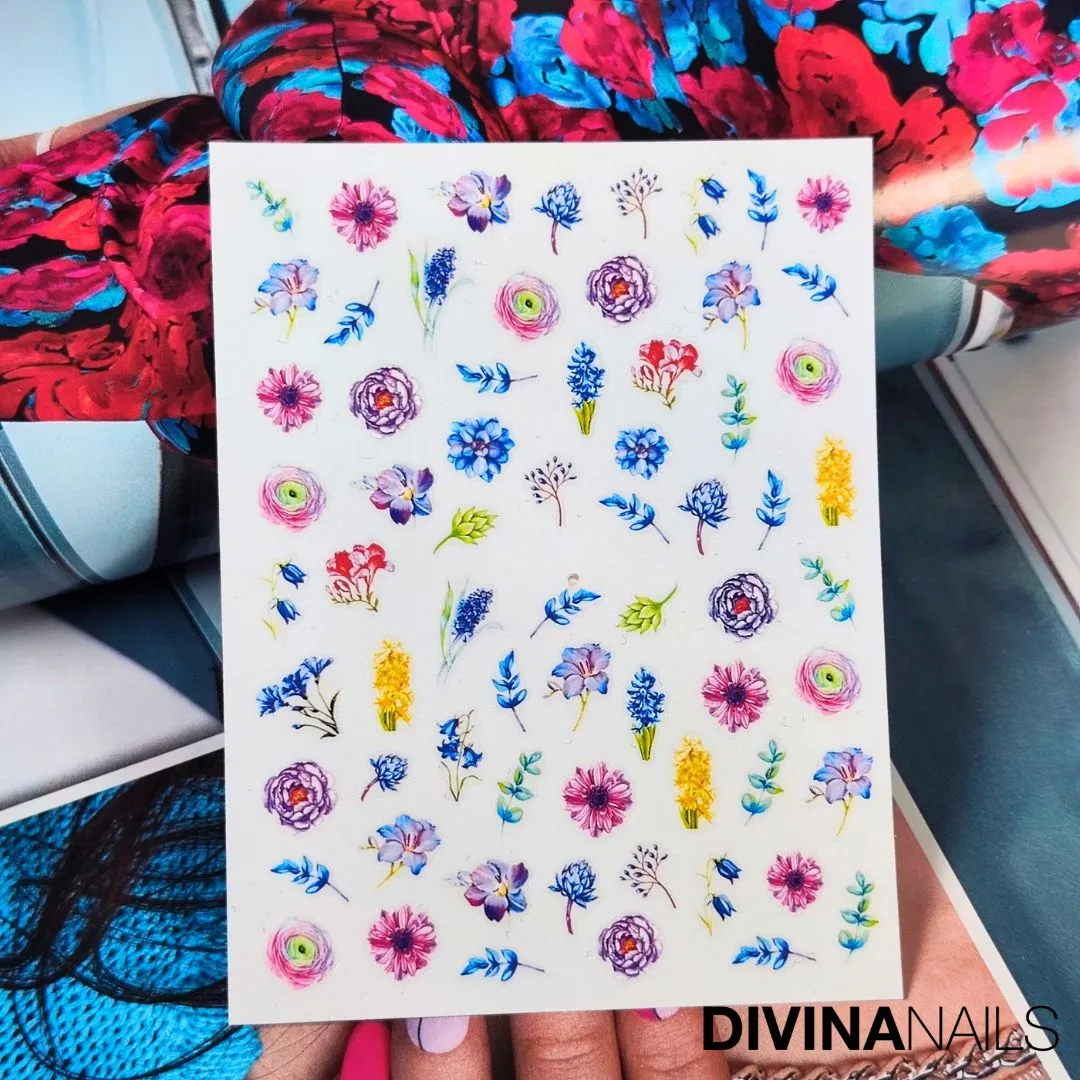 Diva Nails Water Decal Colorful Flowers 062 decal unghie fiori
