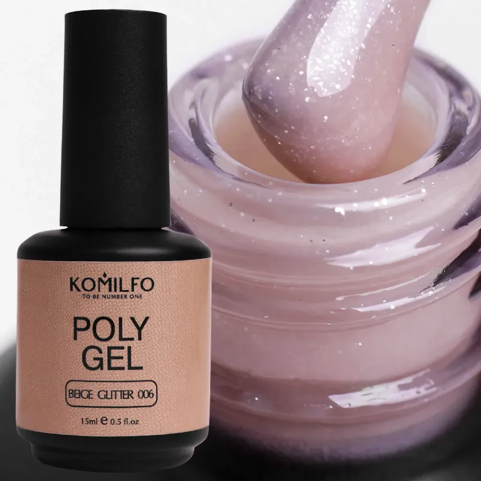 Komilfo PolyGel 006 polygel beige glitter 15 ml rinforzante