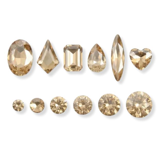 Diva Nails Champagne Fancy Mix diamanti unghie set 12pz oro