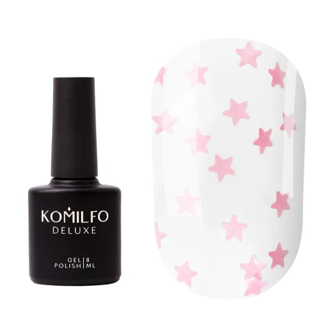 Komilfo Star Nails Rose top coat senza dispersione 8 ml con stelline
