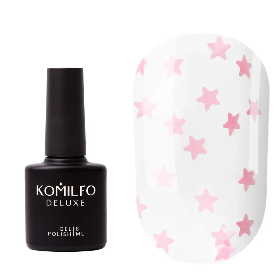 Komilfo Star Nails Rose top coat senza dispersione 8 ml con stelline