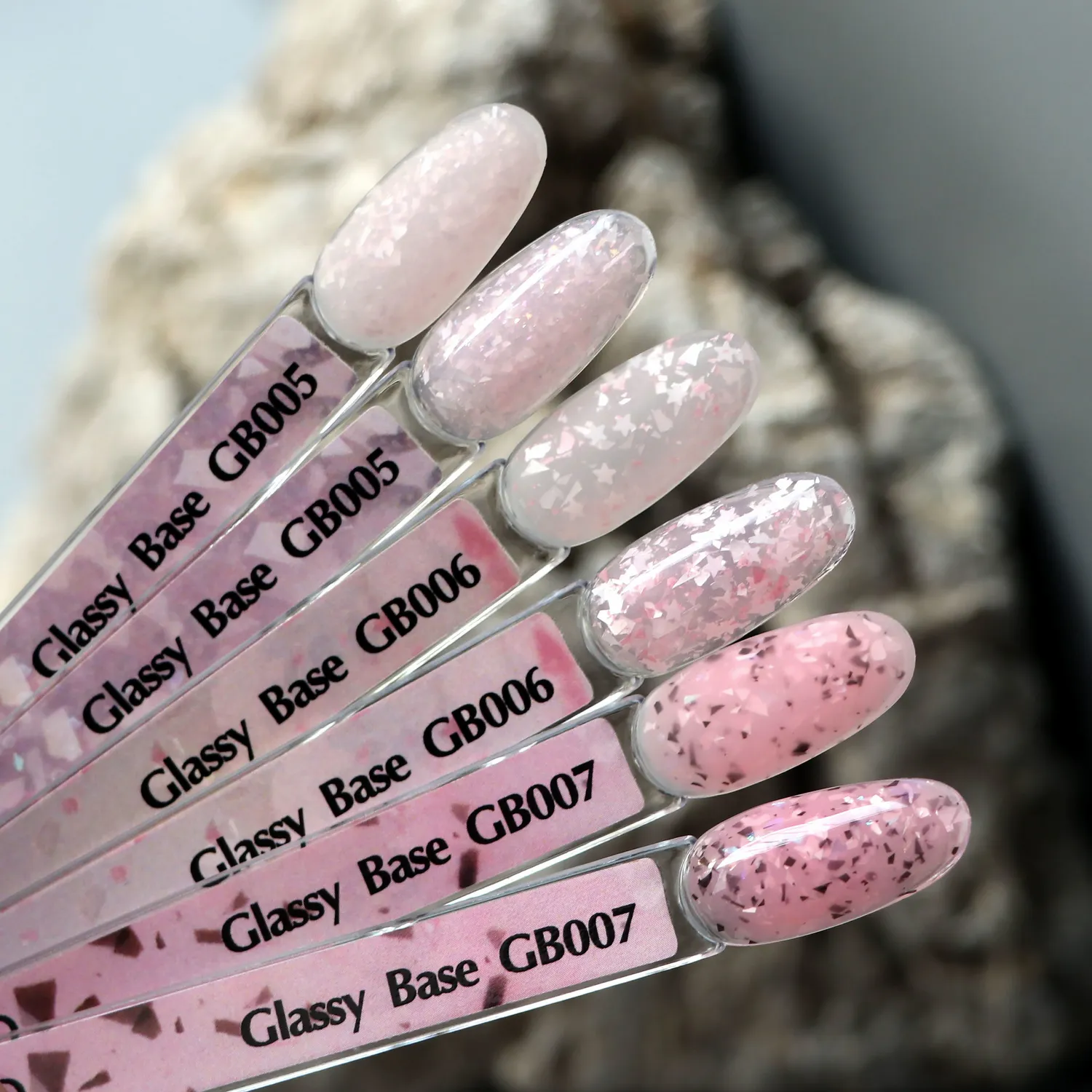 Komilfo Glassy Base GB007 base unghie 8 ml pesca flakes