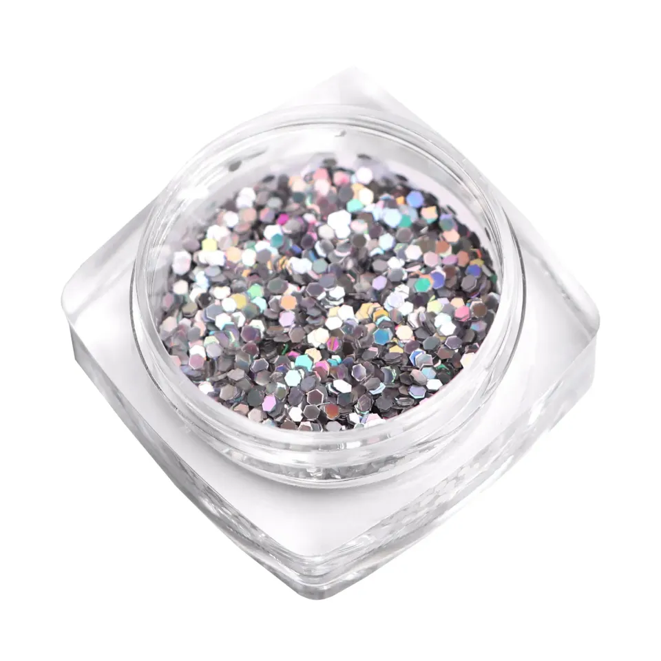 Komilfo Hexagon 1 mm decorazione unghie laser silver