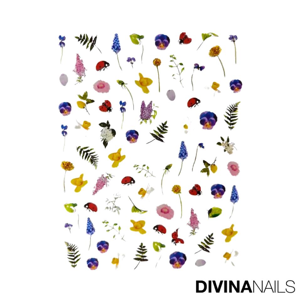 Diva Nails Water Decal Colorful Flowers 061 stickers unghie fiori