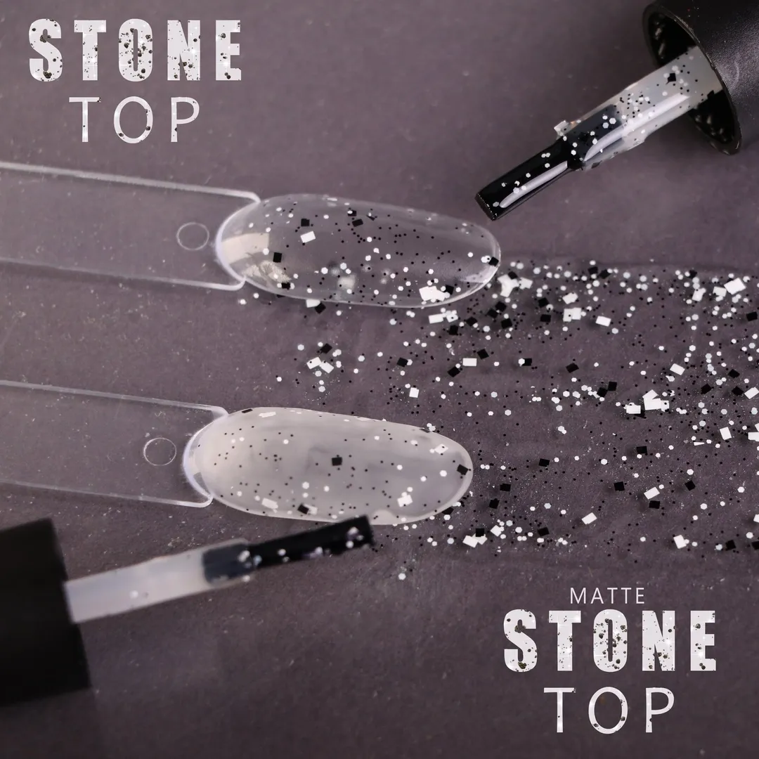 Komilfo No Wipe Top Stone top unghie nero bianco 8 ml