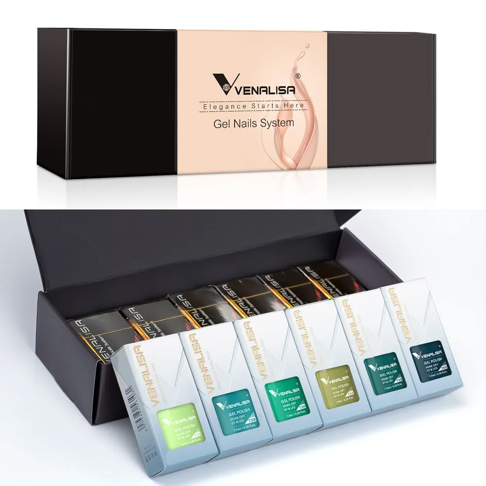 Venalisa set smalti gel 12 colori verdi 7,5ml hema free
