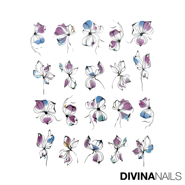 Diva Nails Water Decal Flower Spring 05 adesivi acqua floreali