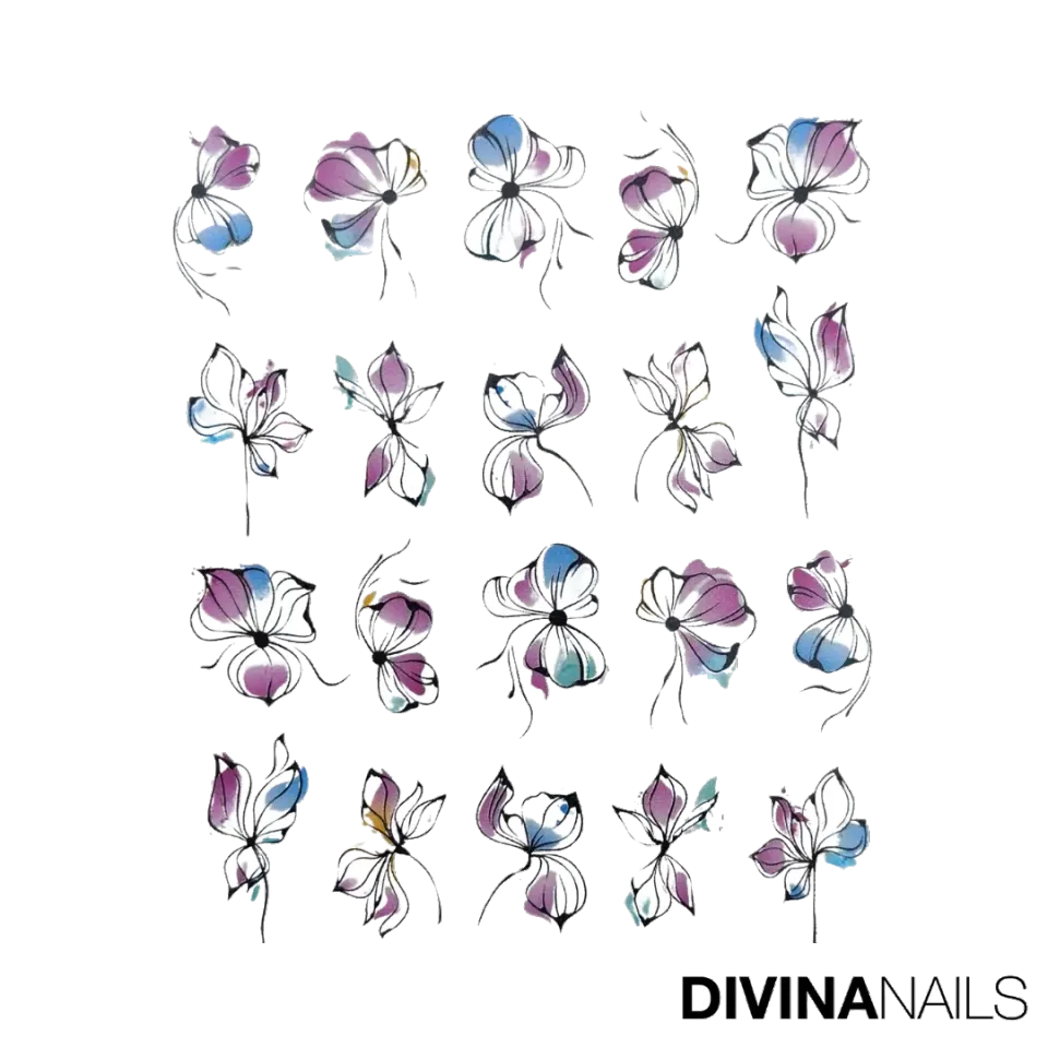 Diva Nails Water Decal Flower Spring 05 adesivi acqua floreali