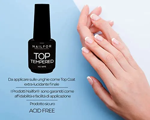 Nailfor Tempered Top Coat Sigillante No Wipe 15ml extra lucido