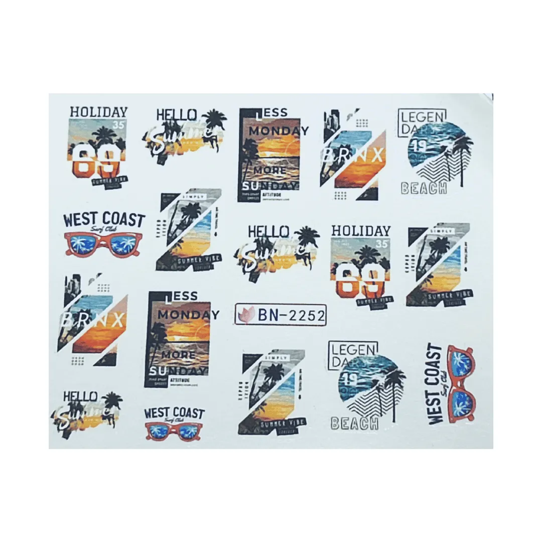 Diva Nails Water Decal Miami Vice stickers unghie 12pz
