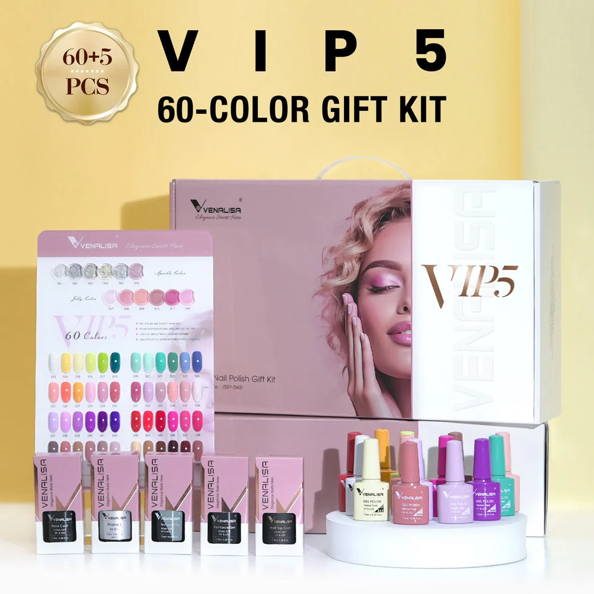 Venalisa VIP5 Kit Smalti Gel 60 Colori Hema Free