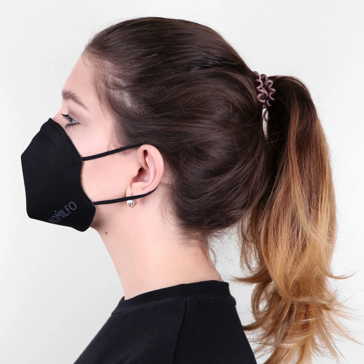 Komilfo Black Mask mascherina nera lavabile riutilizzabile