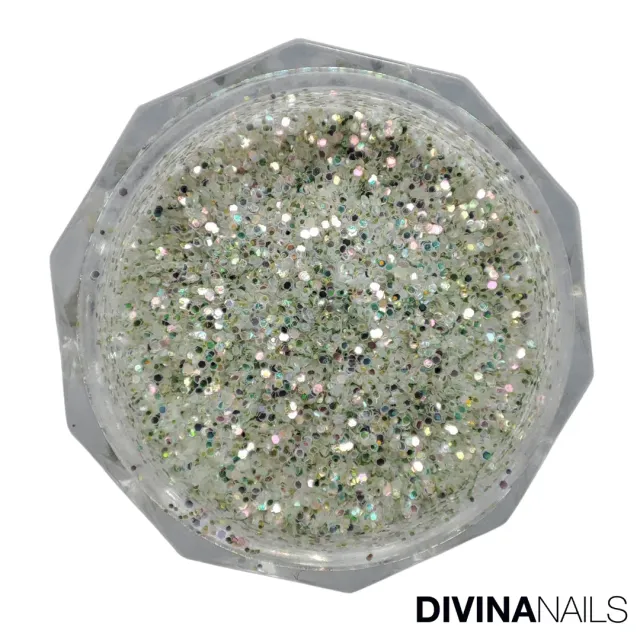 Diva Nails Holo Aurora Green Star Glitter Gel 2g Verde