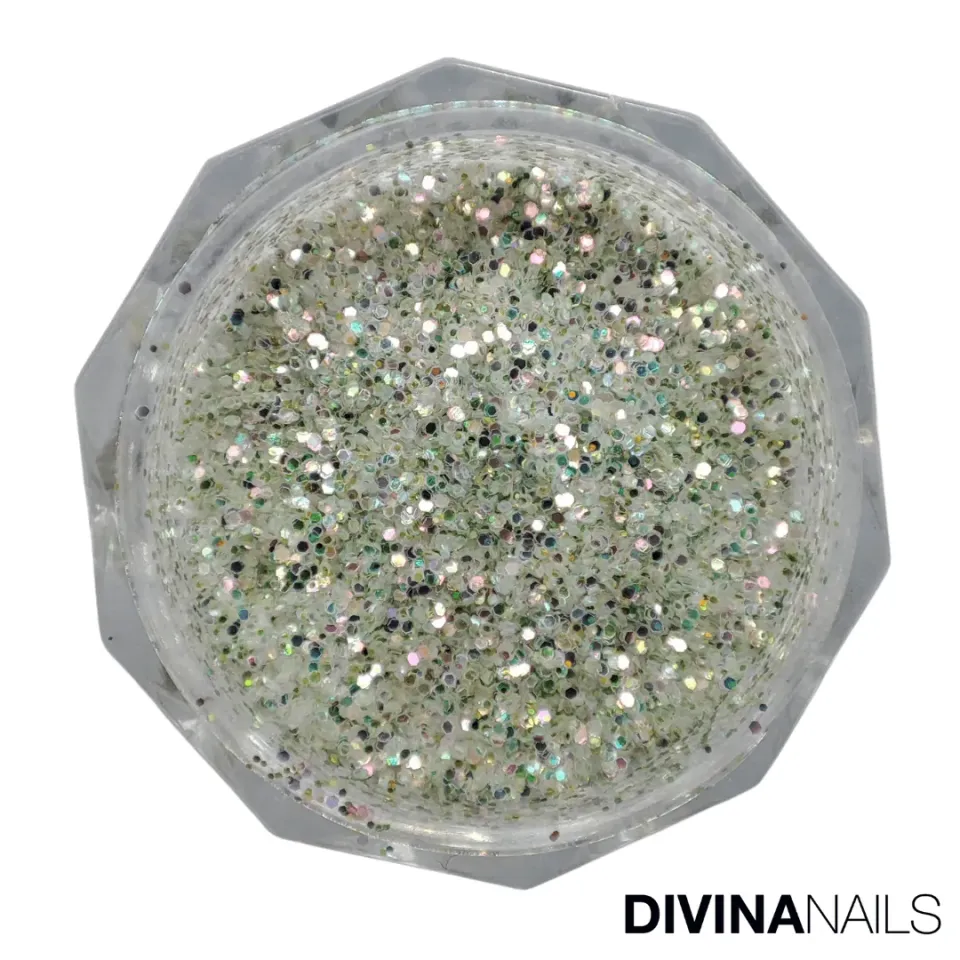 Diva Nails Holo Aurora Green Star Glitter Gel 2g Verde