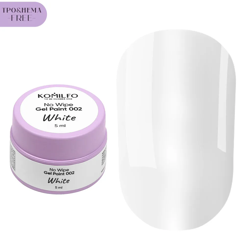Komilfo No Wipe Gel Paint 002 gel nail art 5 ml bianco
