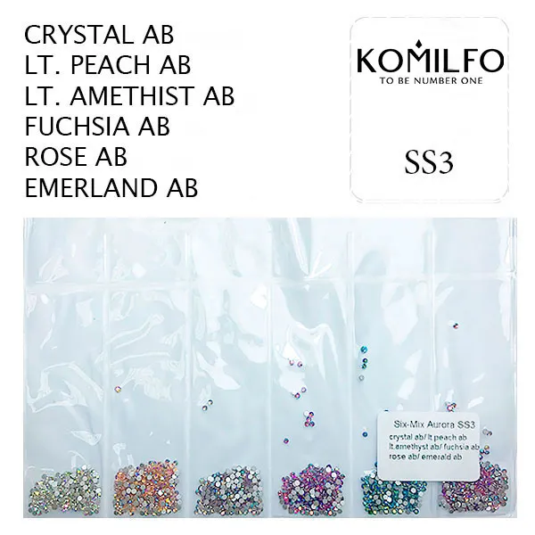 Komilfo Six-Mix Aurora strass unghie 1600 pz ss3 effetto aurora