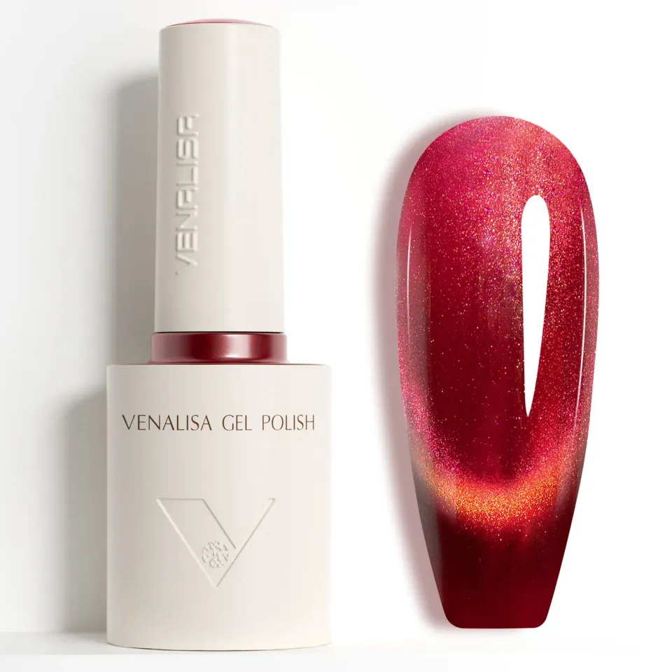 Venalisa Cat Eye smalto gel glitter 10ml rosso nero