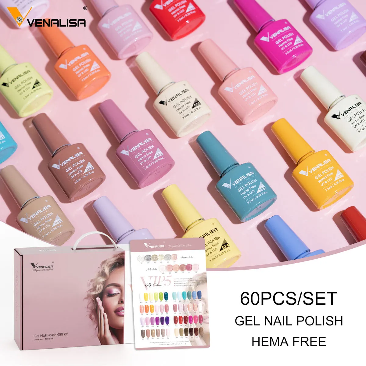 Venalisa VIP5 Kit Smalti Gel 60 Colori Hema Free