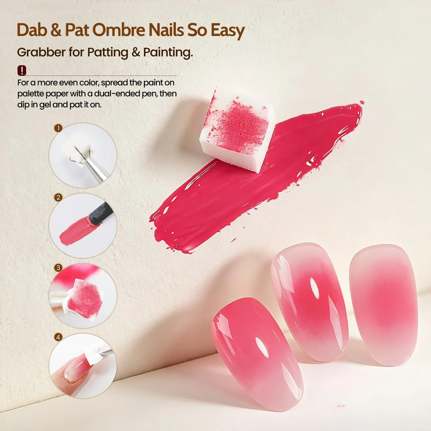 Jodsone Set Gel Ombré 32 colori + spugne e pennelli