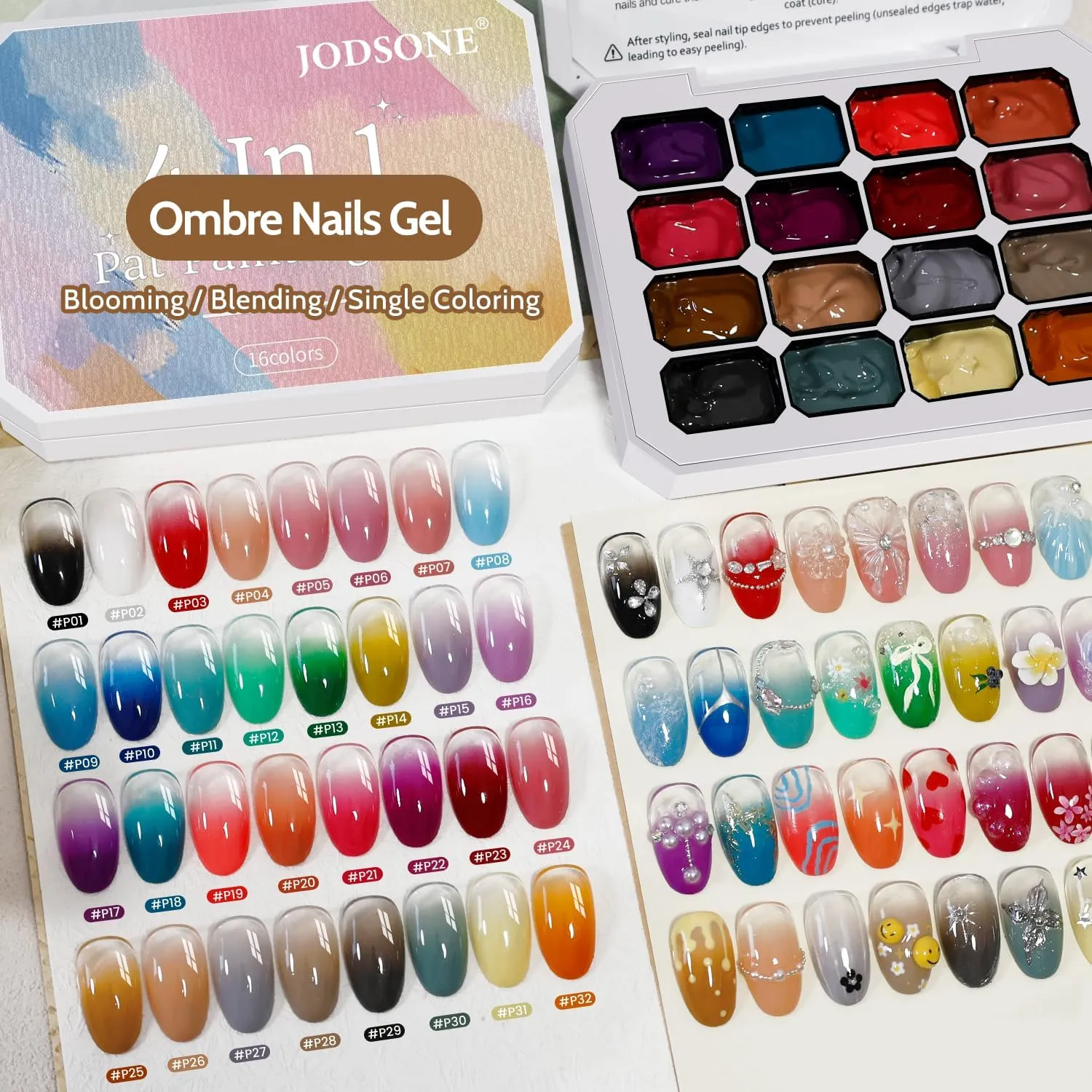 Jodsone Set Gel Ombré 32 colori + spugne e pennelli