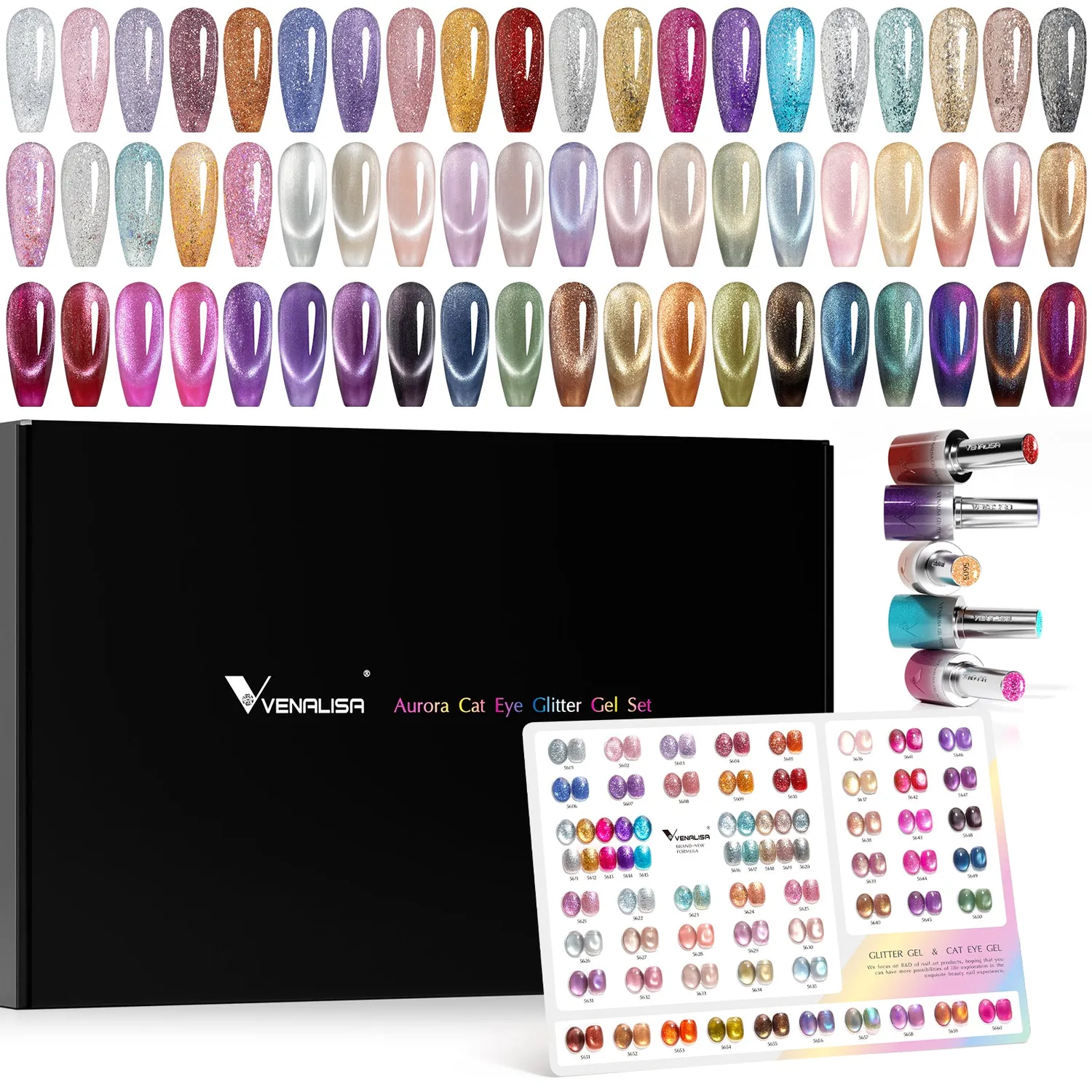 Venalisa Glitter Cat Eye kit smalti semipermanenti 60 colori