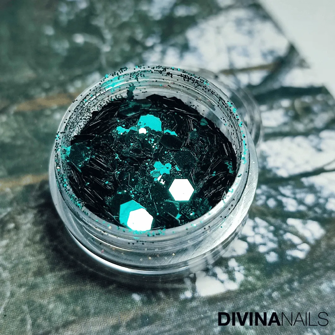 Diva Nails Holo Flakes Dark Forest polvere glitter 2g verde