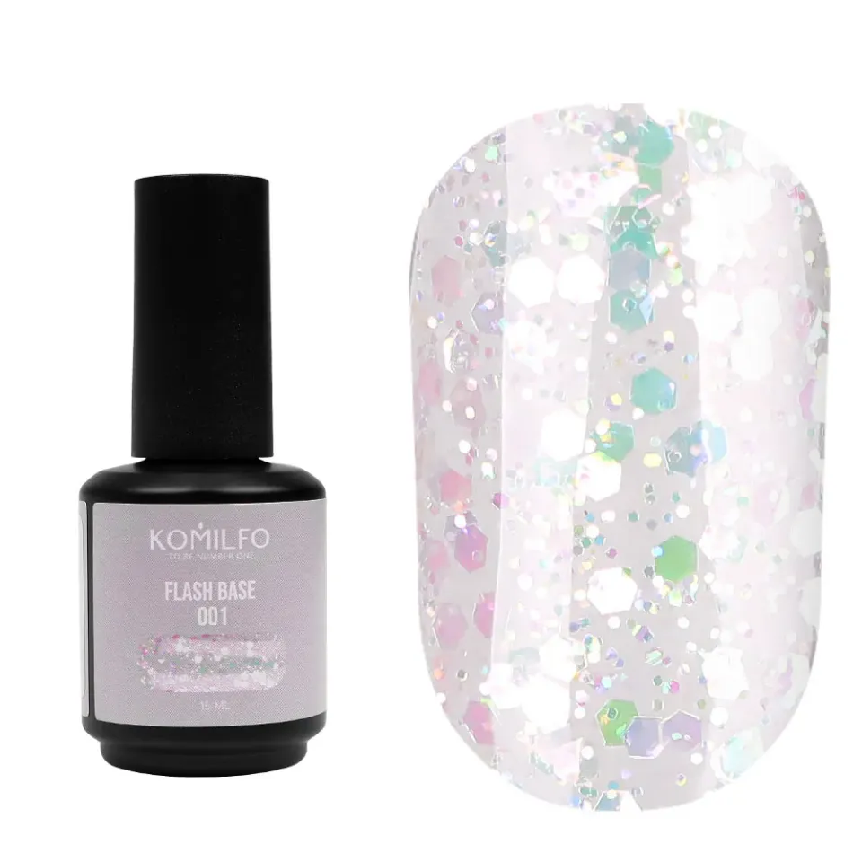 Komilfo Flash Base 001 base semipermanente 15 ml effetto glow
