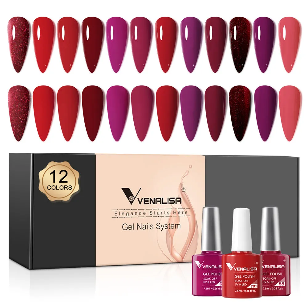 Venalisa Red Elegance set smalto gel 12 colori 7,5ml
