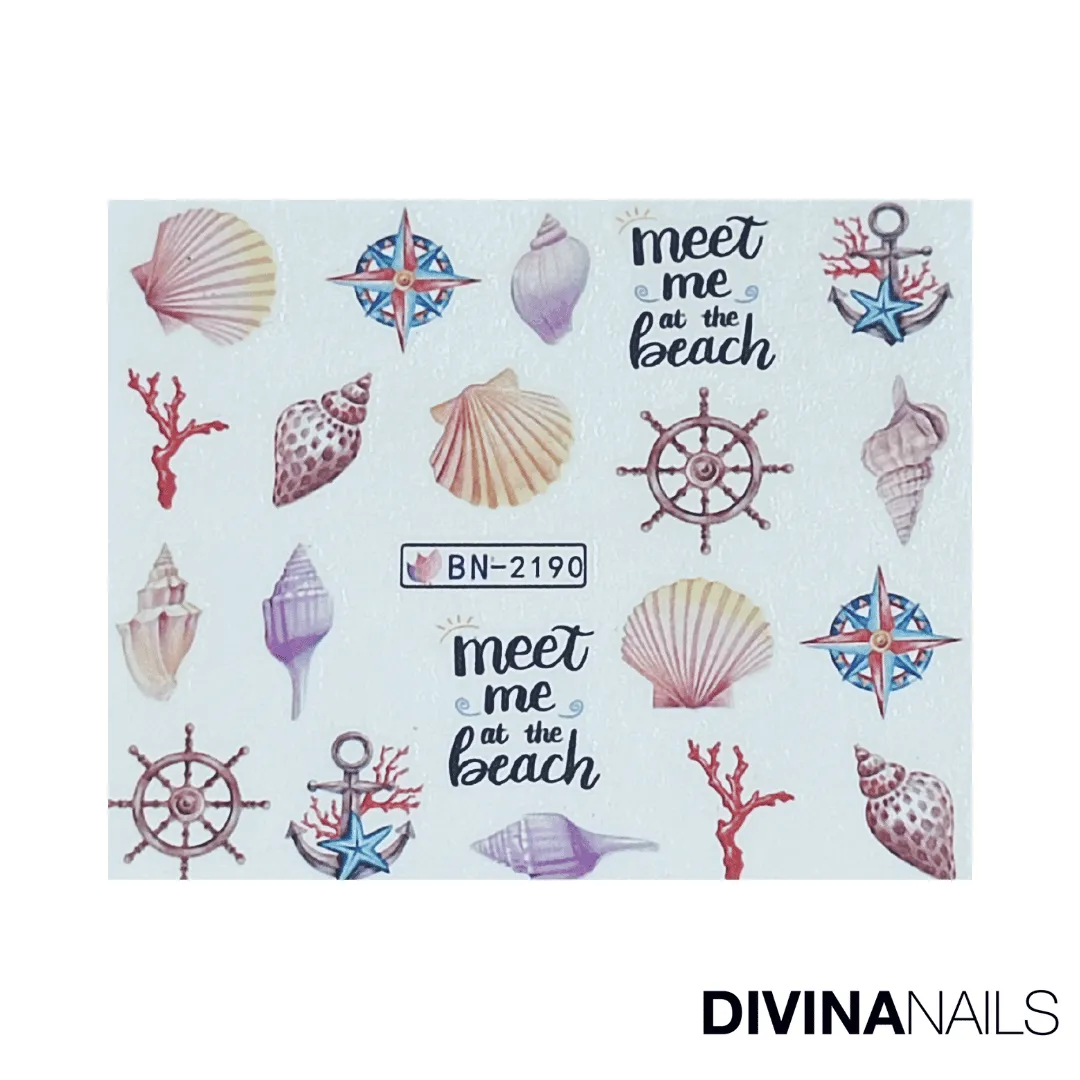 Diva Nails Water Decal Shell Anchor stickers unghie 12pz mare