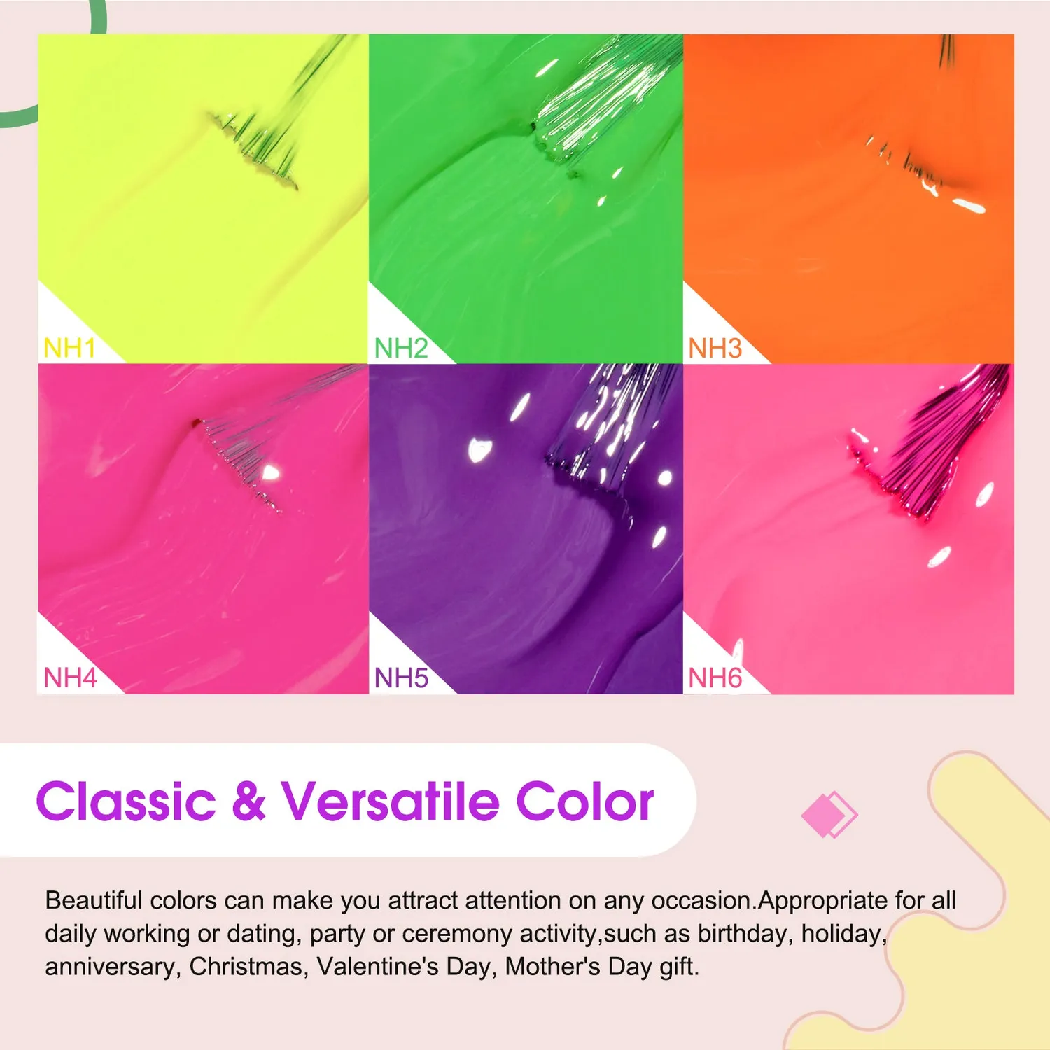 Venalisa Neon set smalti gel 6 colori 7,5ml fluo