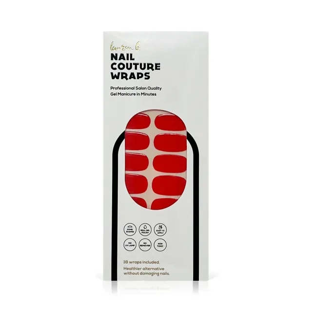 Lauren B Beauty Red Solid Gel Wrap sticker unghie gel 18pz